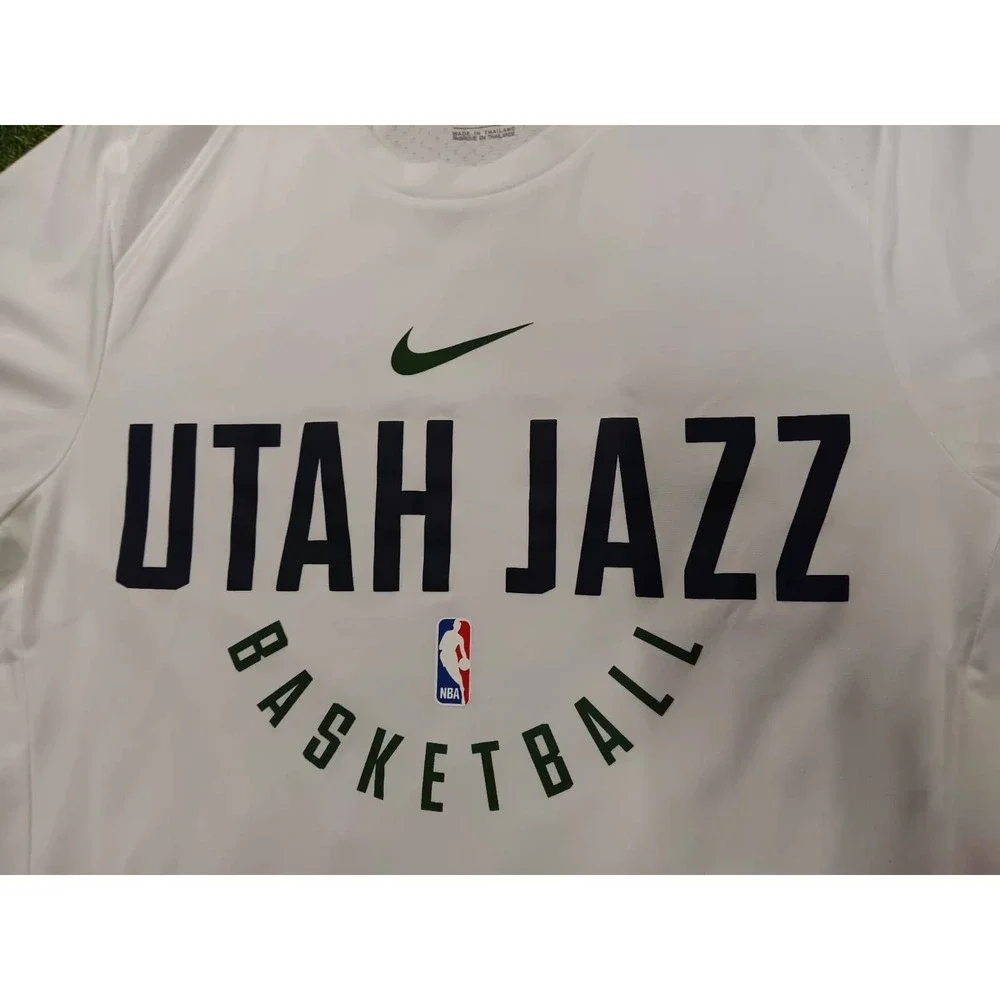 Nike Dri Fit NBA Utah Jazz Basketball Shooting Shirt Womens Small White Swoosh‎